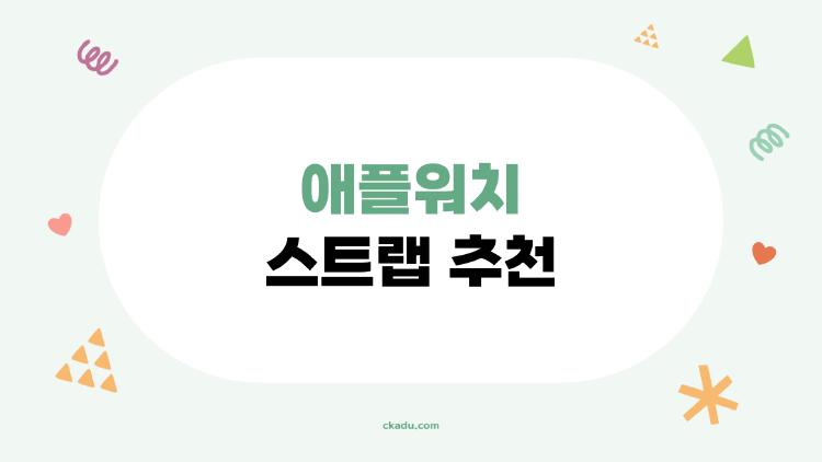 애플워치 스트랩 추천, 이거 모르면 손해? 2026 가성비 1위 꿀템