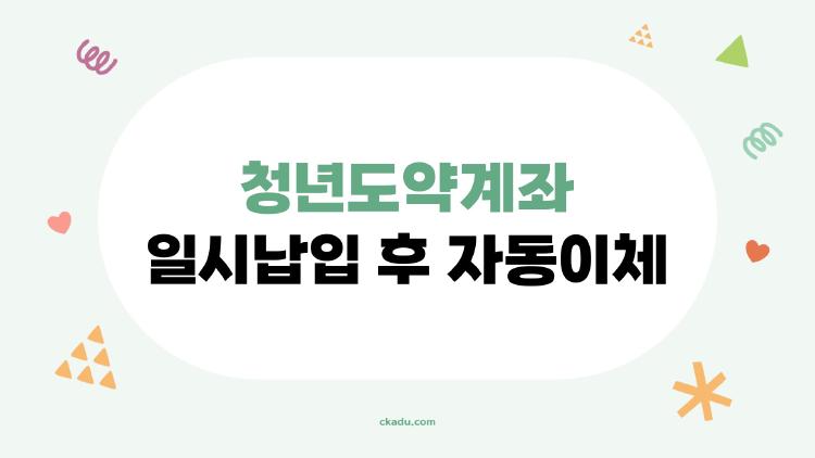 청년도약계좌 일시납입 후 자동이체