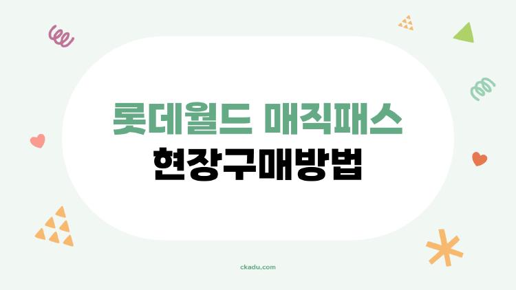 롯데월드 매직패스 현장구매방법